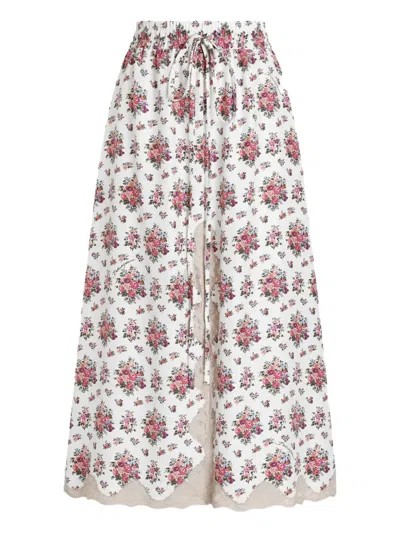 Dolce & Gabbana Floral Lace Skirt In White