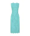 Dolce & Gabbana Floral-lace Sleeveless Midi Dress In Blue
