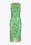 Dolce & Gabbana Floral Lace Sleeveless Midi Dress In Green