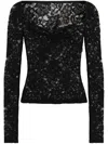 Dolce & Gabbana Floral-lace Sweetheart-neck Top In Black