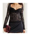 Dolce & Gabbana Floral-lace Sweetheart-neck Top In Black