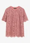 Dolce & Gabbana Floral Lace T-shirt In Pink