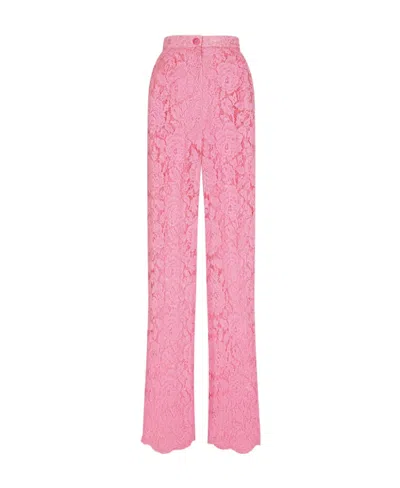 DOLCE & GABBANA DOLCE  GABBANA FLARED BRANDED STRETCH LACE PANTS