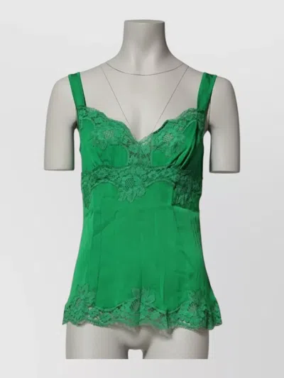 Dolce & Gabbana Floral Lace Tank Lingerie Top Underwear In Green