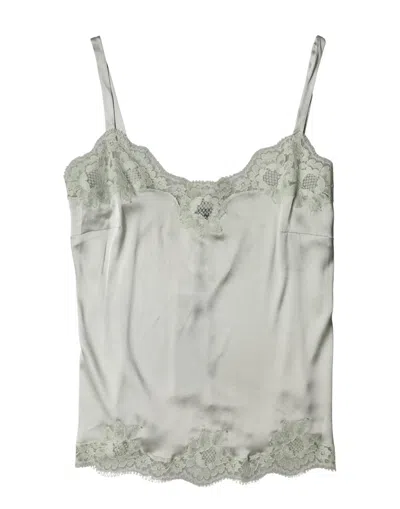 Dolce & Gabbana Floral Lace Tank Top In Gray
