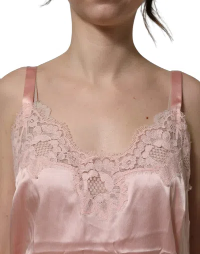 Dolce & Gabbana Floral Lace Tank Top In Pink