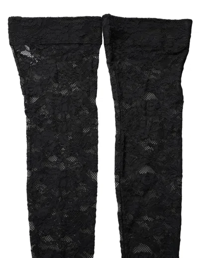 Dolce & Gabbana Floral Lace Thigh High Stockings In Multi
