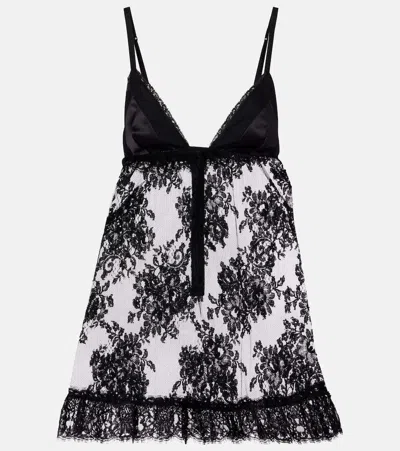 Dolce & Gabbana Floral Lace Top In Black