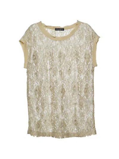 Pre-owned Dolce & Gabbana Floral Lace Top In Green