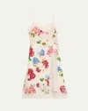 Dolce & Gabbana Floral Lace-trim Slit Midi Slip Dress In White Floral