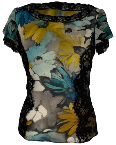 Pre-owned Dolce & Gabbana Floral Lace Trimmed Blouse