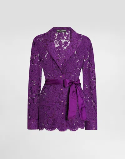 Dolce & Gabbana Floral Lace Vanity Shirt In Purple