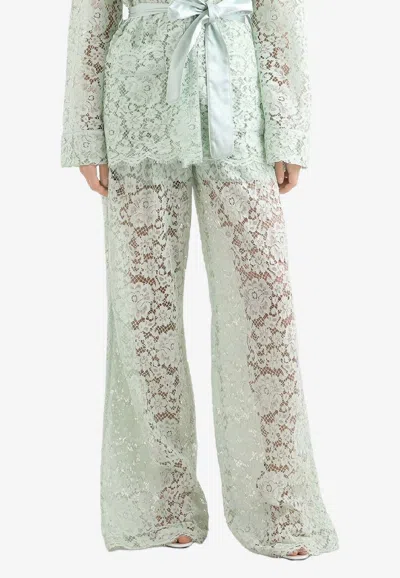 Dolce & Gabbana Floral Lace Wide-leg Pants In Multi