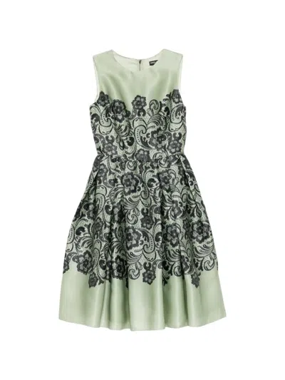 Pre-owned Dolce & Gabbana Floral Lace-printed Midi Dress In Green