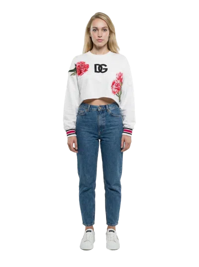 Dolce & Gabbana Floral Logo Graphic Sweatshirt In White