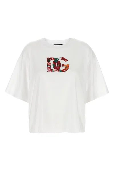 Dolce & Gabbana Floral Logo T-shirt In White