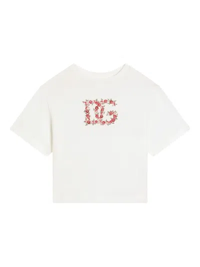 Dolce & Gabbana Kids' Floral-logo T-shirt In White