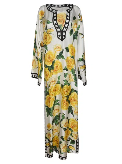 Dolce & Gabbana Floral Long Dress In Multicolor