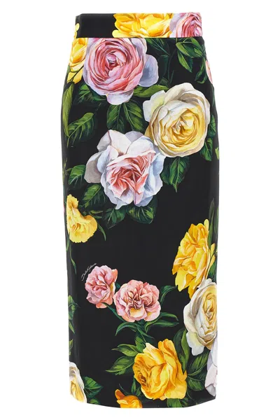 DOLCE & GABBANA DOLCE & GABBANA FLORAL LONGUETTE SKIRT