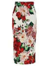 Dolce & Gabbana Floral Longuette Skirt Skirts White In Multi