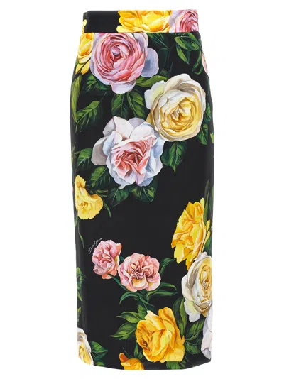 DOLCE & GABBANA FLORAL LONGUETTE SKIRT SKIRTS