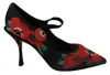 Dolce & Gabbana Crystal-embellished Floral-print Stretch-jersey Mary Jane Pumps