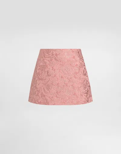 DOLCE & GABBANA FLORAL MATELASSÉ JACQUARD MINISKIRT