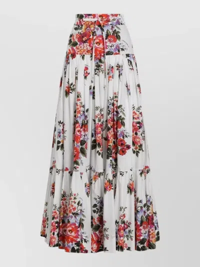 Dolce & Gabbana Floral Maxi Skirt Elasticated Waist Tiers In White