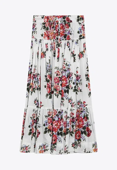 Dolce & Gabbana Floral Maxi Skirt In White