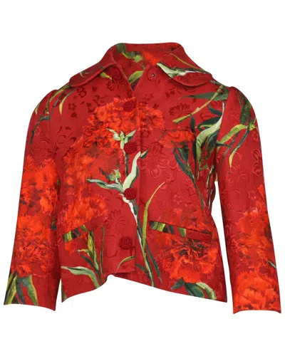 Dolce & Gabbana Floral Metallic Brocade Jacket In Brown