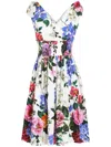 Dolce & Gabbana Multicolor Short Dress With All-over Floral Print