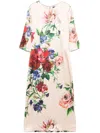 Dolce & Gabbana Women Satin Dress With Iconic Floral Print In Pink