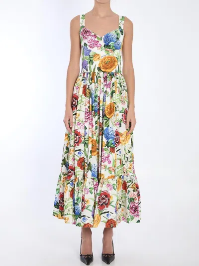 Dolce & Gabbana Floral Midi Dress In White