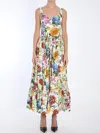 Dolce & Gabbana Floral-print Corset Long Dress In White