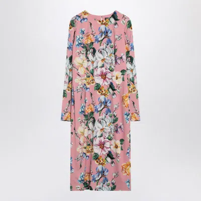 Dolce & Gabbana Floral Midi Dress In Blend In Pink