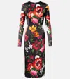 Dolce & Gabbana Flower Print Satin Midi Dress In Multi
