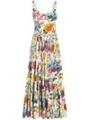 Dolce & Gabbana Multicolor Long Dress With All-over Floral Print In Cotton Woman In Multicolour