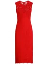 Dolce & Gabbana Calf-length Sheath Dress In Floral Cordonetto Lace In Red