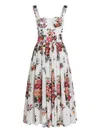Dolce & Gabbana Cotton Dress With A Bouquet Of Flowers Print Dresses White In White
