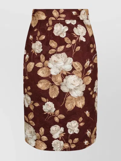 DOLCE & GABBANA FLORAL MIDI SKIRT HIGH WAIST