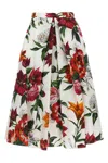 Dolce & Gabbana Multicolor Midi Skirt With All-over Floral Print And Rear Zip Closure In Multi