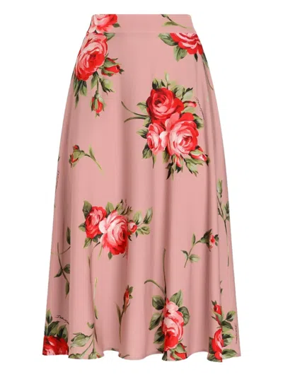 Dolce & Gabbana Floral Midi Skirt In Pink