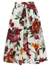 Dolce & Gabbana Multicolor Midi Skirt With All-over Floral Print And Rear Zip Closure In Cotton Woman