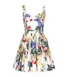 Dolce & Gabbana Pleated Floral-print Stretch Cotton-poplin Mini Dress