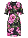 Dolce & Gabbana Black Floral Cotton Dress With Peonies In Black  