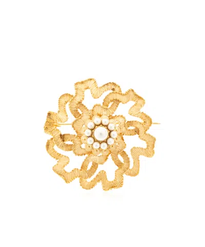 Dolce & Gabbana Floral-motif Brooch In Yellow