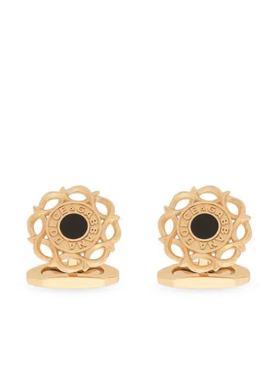 Dolce & Gabbana Floral-motif Cufflinks In Nude