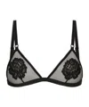 Dolce & Gabbana Tulle Triangle Bra W/ Lace Embroidery In Black
