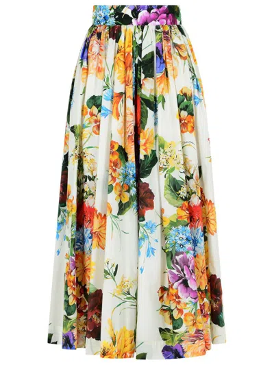 DOLCE & GABBANA DOLCE & GABBANA 'FLORAL' MULTICOLOR COTTON SKIRT