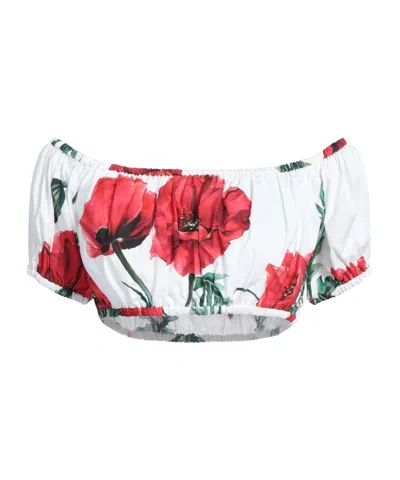 Dolce & Gabbana Floral Off-the-shoulder Short Sleeve Top In Multi